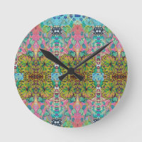 Round Clock - Hearts and Flowers