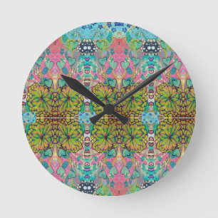 Round Clock - Hearts and Flowers
