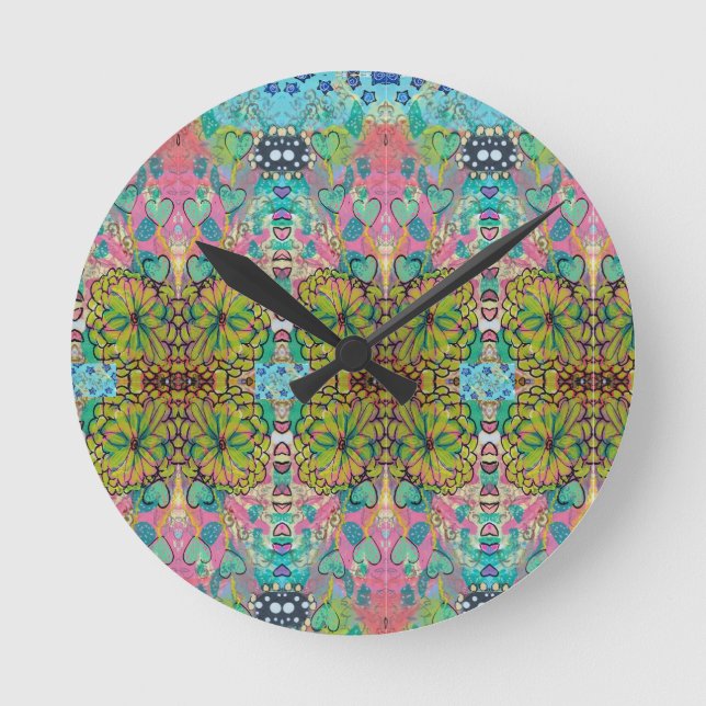 Round Clock - Hearts and Flowers (Front)