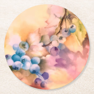 Round Coaster Blueberry Botanical Art