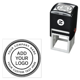 Round company name and custom Text Logo template Self-inking Stamp