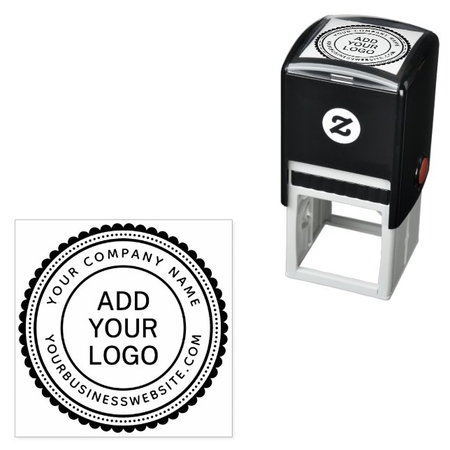 Round company name and URL custom logo template Self-inking Stamp (In Situ)