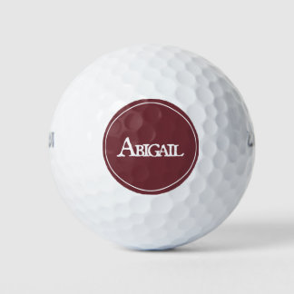 Round Cool Burgundy Red Initials Name Golf Balls