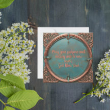 Round Copper Turquoise Blessing Card