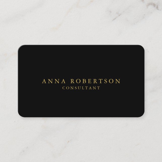 Round Corner Black Gold Professional Trendy Business Card (Front)