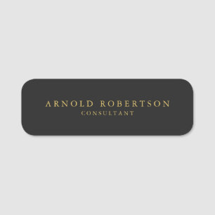 Round Corner Grey Gold Colour Professional Name Tag