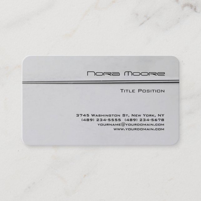 Round Corner Silver Grey Professional Business Card (Front)