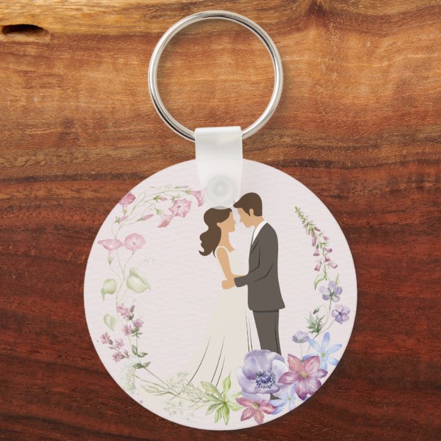 Round Couple Keychain – Mr. & Mrs. Personalised Gi (Front)
