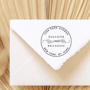 Round Couple Names Wedding Return Address Self-inking Stamp