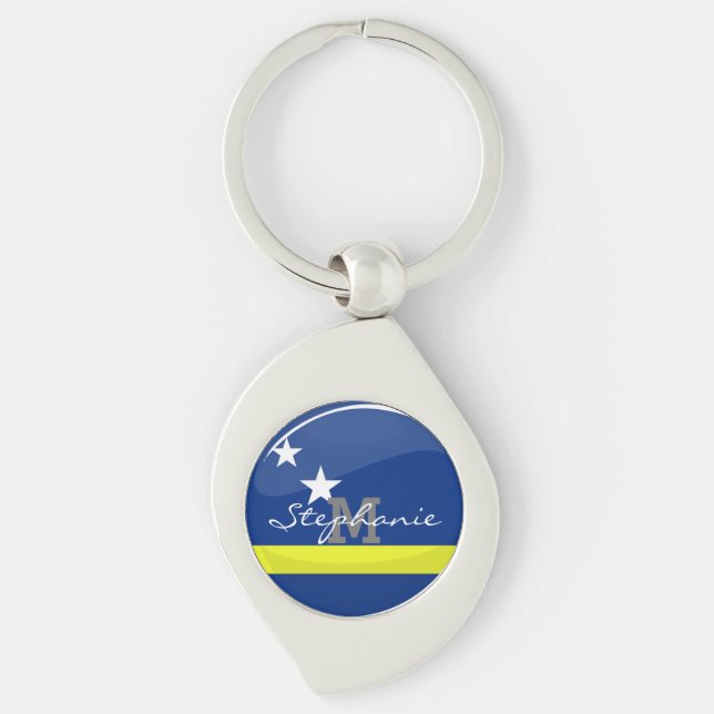 Round Curacao flag Key Ring (Front)