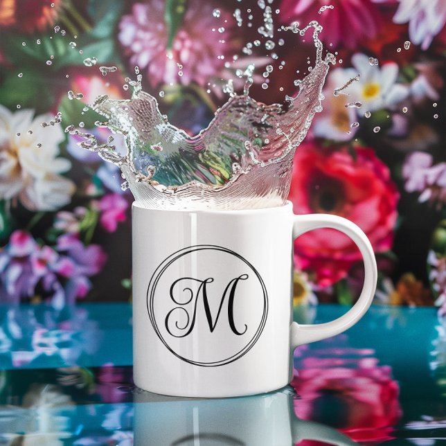 Round Curly Script Monogram Coffee Mug (Round Curly Script Monogram Coffee Mug)