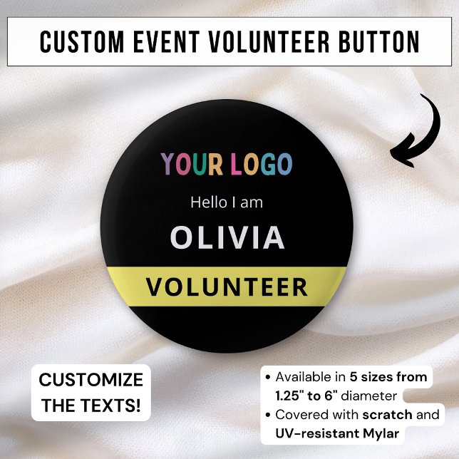 Round Custom Volunteer Event Badge Name Tag Logo (Creator Uploaded)