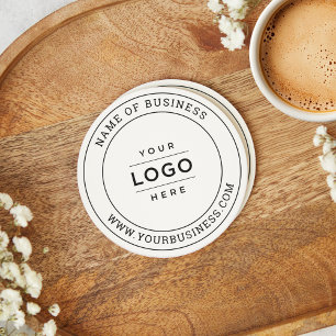 Round Custom White Business Logo Website Paper Coaster