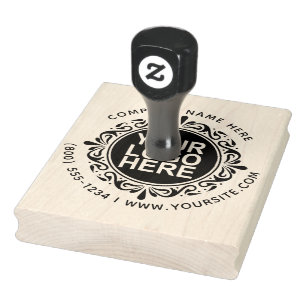 Round Custom Your Company Logo with Custom Text Rubber Stamp