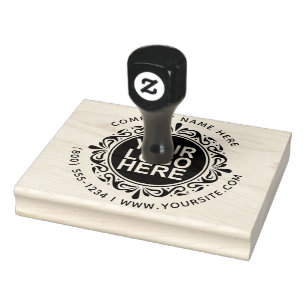 Round Custom Your Company Logo with Custom Text Rubber Stamp