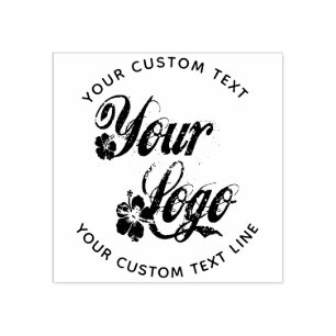 Round Custom Your Text With Logo Rubber Stamp
