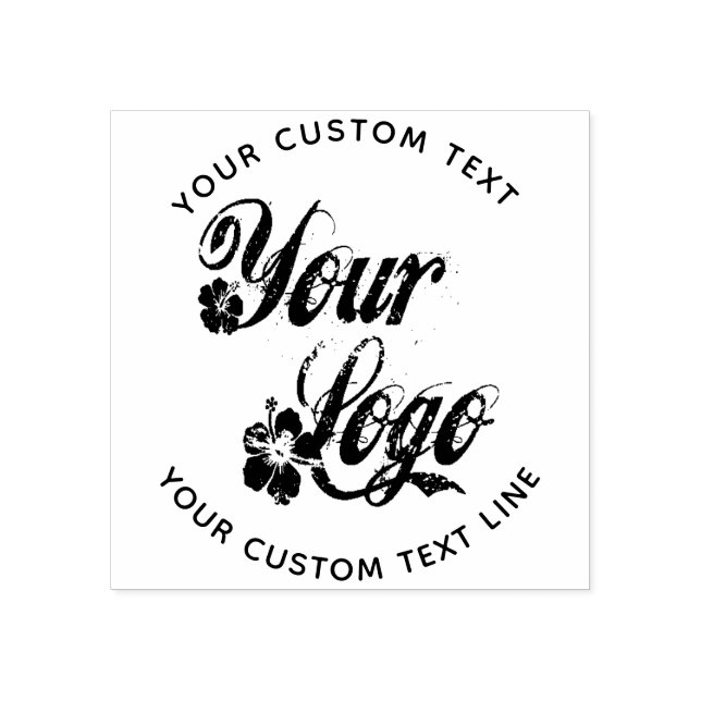 Round Custom Your Text With Logo Rubber Stamp (Imprint)