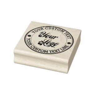 Round Custom Your Text With Logo Rubber Stamp