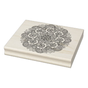 Round Design Doodle Rubber Stamp