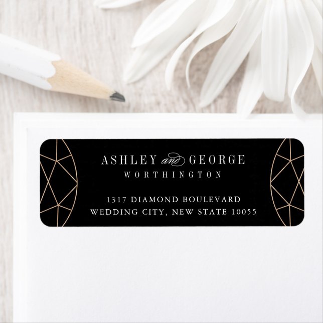 Round Diamond Gem Geometric Monogram Chic Wedding (Insitu)