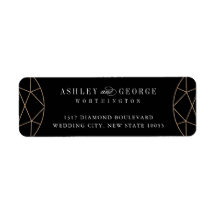 Round Diamond Gem Geometric Monogram Chic Wedding