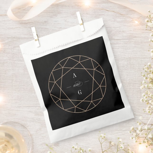 Round Diamond Gem Geometric Monogram Chic Wedding Favour Bags (Clipped)