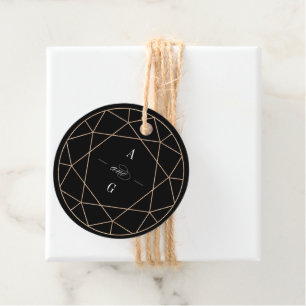 Round Diamond Gem Geometric Monogram Chic Wedding Favour Tags