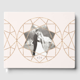 Round Diamond Geometric Chic Wedding Photo Guest Book