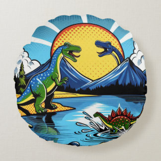 Round dinosaur cushion