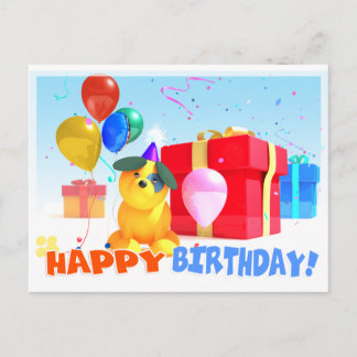 Round Dog Birthday Postcard