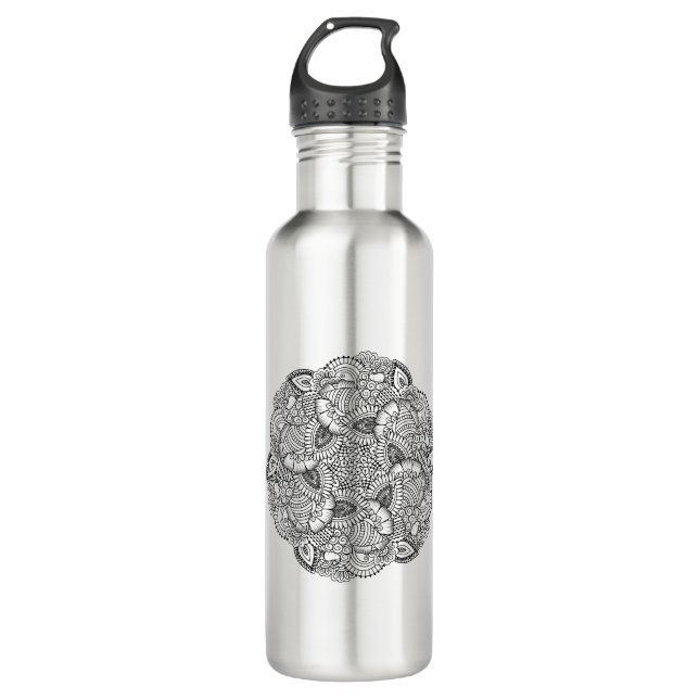 Round Doodle Design 710 Ml Water Bottle (Front)