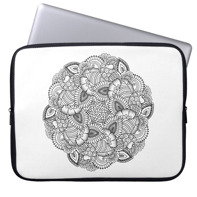 Round Doodle Design Laptop Sleeve (Front)