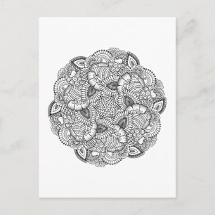 Round Doodle Design Postcard