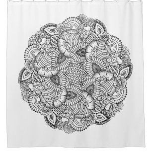 Round Doodle Design Shower Curtain