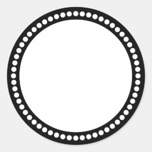 Round Dot Frame Template in Black Classic Round Sticker