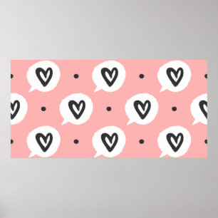 Round dots and bubbles of speech with outlines of  poster