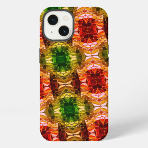 Round drawing generate red, green, and gold shapes iPhone 13 case