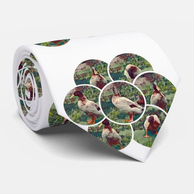 Round Duck Photo Collage, Neck Tie (Rolled)