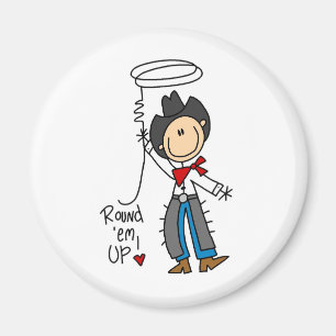 Round 'Em Up! Cowboy Stick Figure Magnet