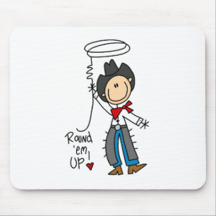 Round 'Em Up! Cowboy Stick Figure Mousepad