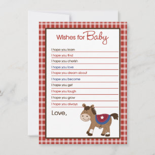 Round Em Up Western Horse Wishes For Baby Advice Card