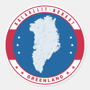 Round Emblem Red Greenland Map Kalaallit Nunaat Classic Round Sticker