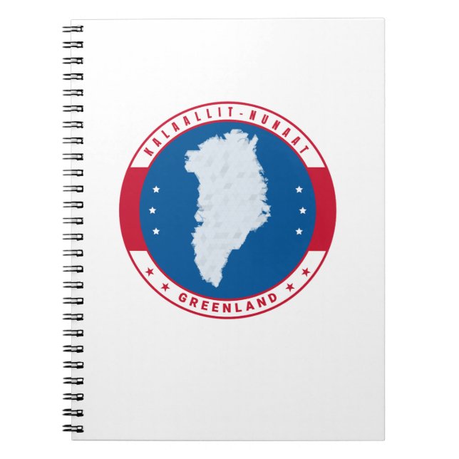 Round Emblem Red Greenland Map Kalaallit Nunaat Notebook (Front)