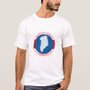 Round Emblem Red Greenland Map Kalaallit Nunaat T-Shirt