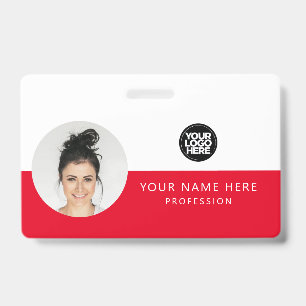 Round Employee Photo, QR Code, Logo, Name ID Badge