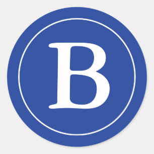 Round Envelope Seals with Monogram - Medium Blue