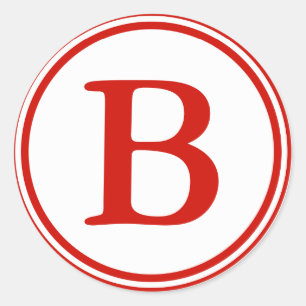 Round Envelope Seals with Monogram - Red & White