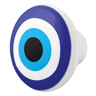 Round Evil Eye Blue Mati ceramic knob