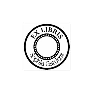 Round Ex Libris Decorative Inner Circle Rubber Stamp