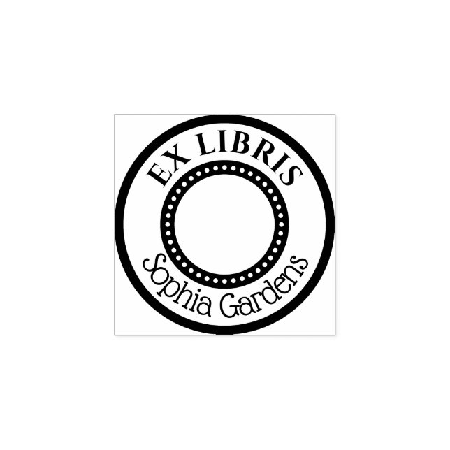 Round  Ex Libris Decorative Inner Circle Rubber Stamp (Imprint)
